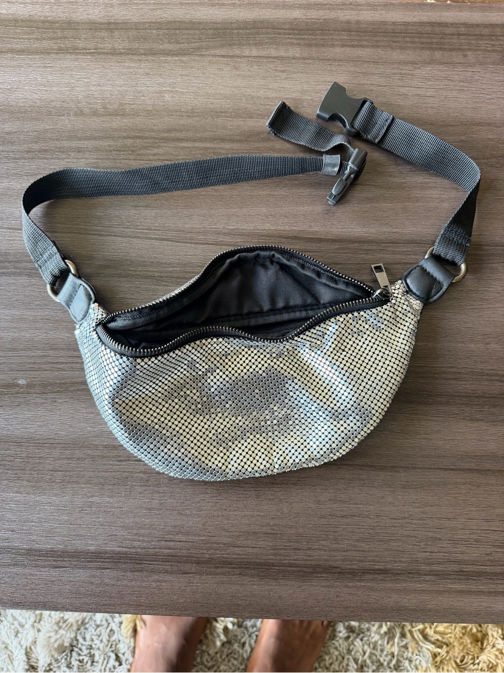 Forever 21 Silver Sequin Crossbody Pouch